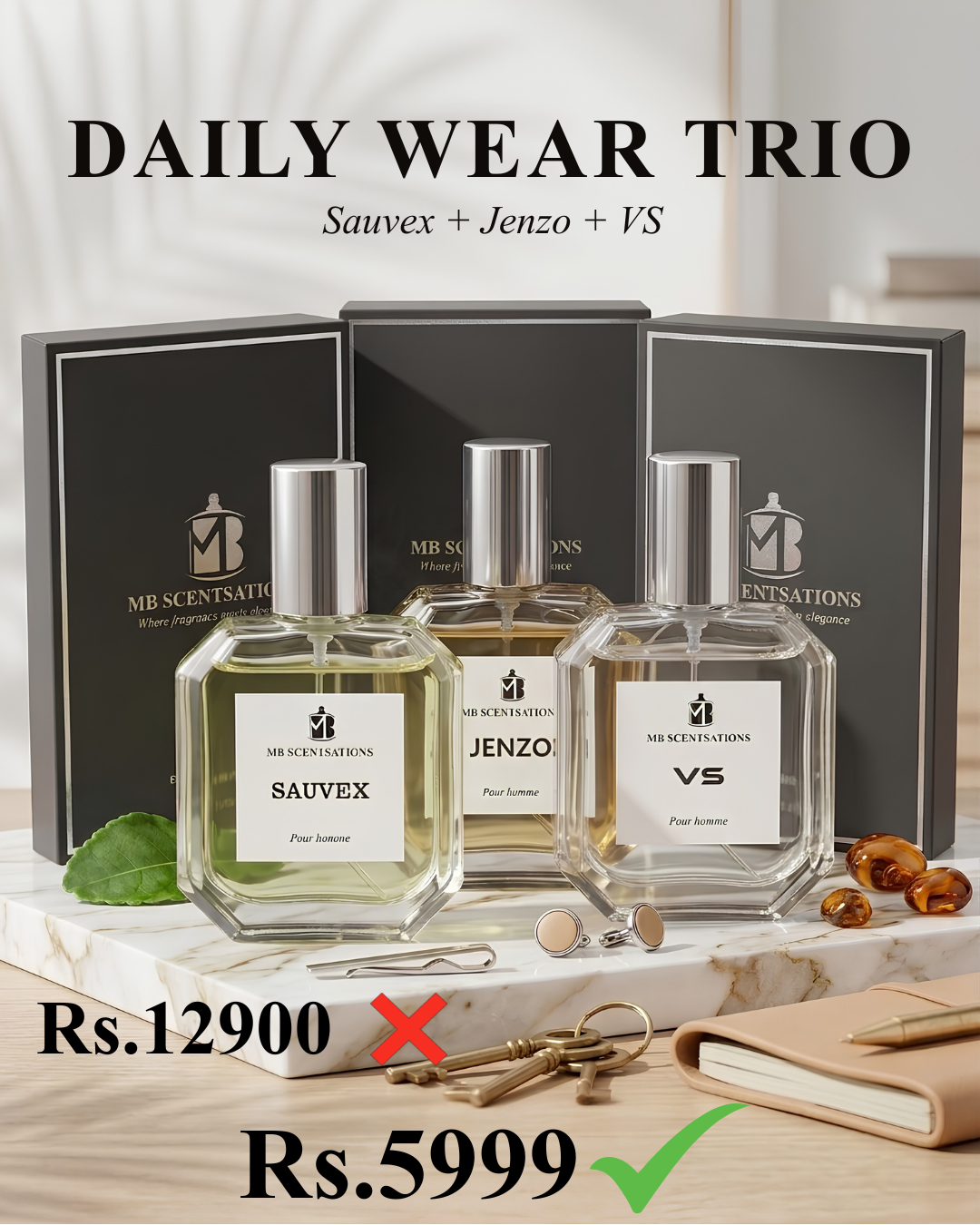 Daily Wear Trio (Sauvex 50ml + Jenzo 50ml + VS 50ml)