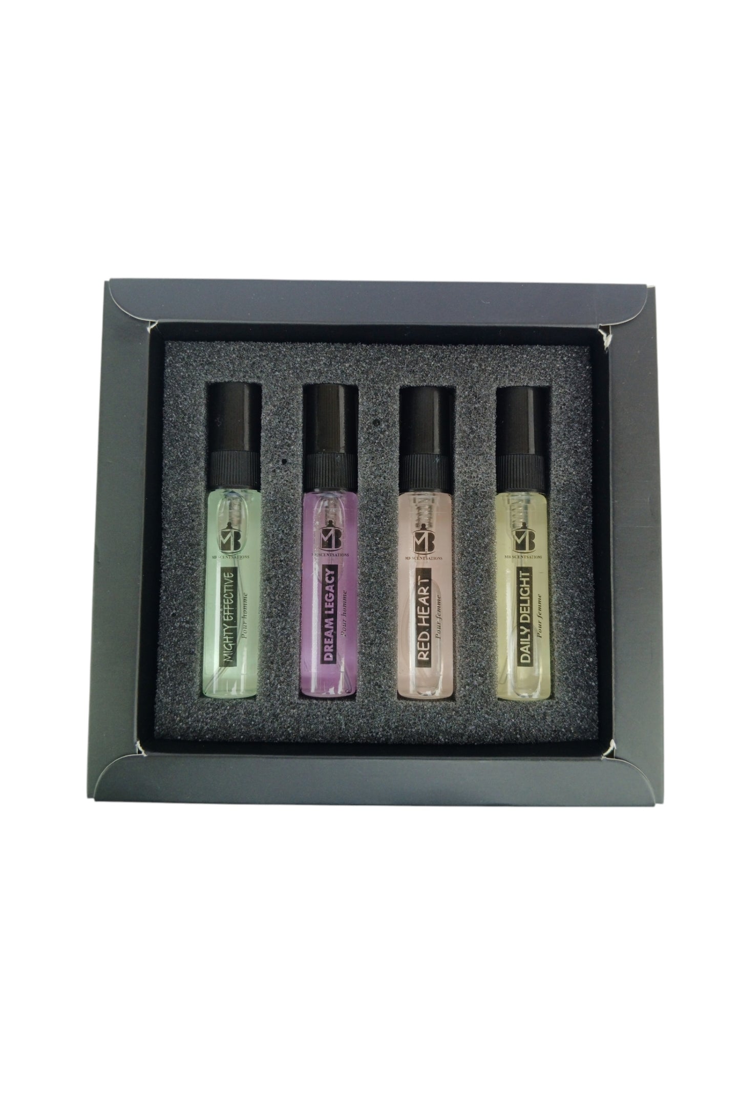Scent Sampler Perfume Testers Box, open tray upper view