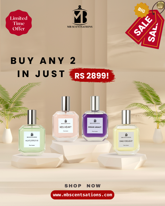 Any 2 Perfumes in Rs 2899 Long-lasting Perfumes Bundle, front view