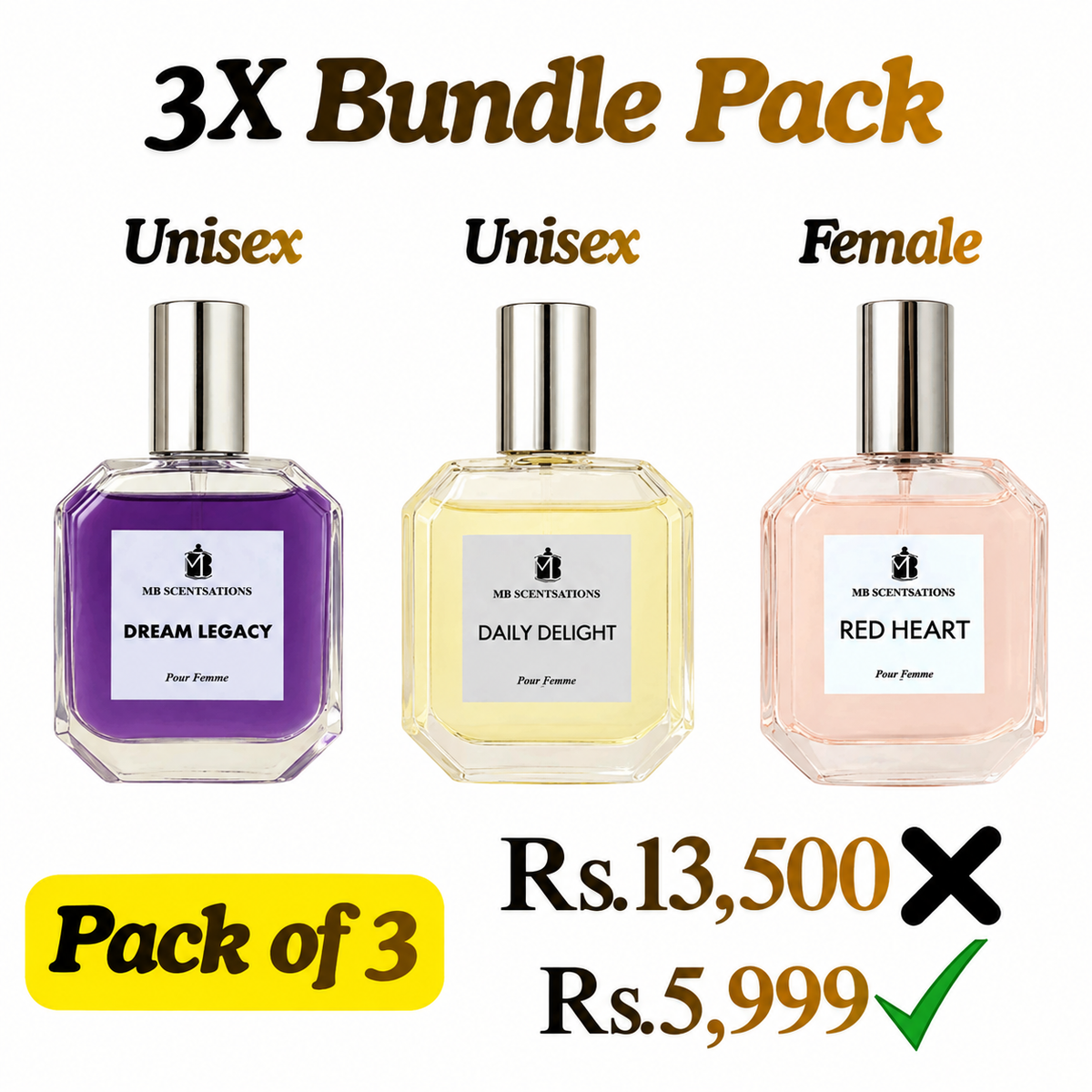 3X Women's Bundle Pack ( Unisex + Unisex + Female )